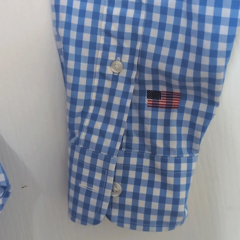 Vineyard Vines USA Flag Blue Check Tucker Shirt. Size Small - Picture 13 of 14